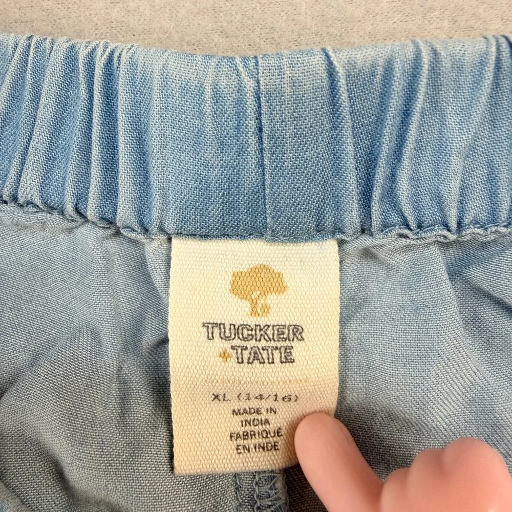 Tucker + Tate Kids XL 14/16 Light Blue Tencel Lyocell Shorts Crochet Lace Trim